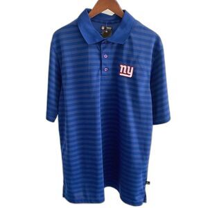 NY Giants NWT NFL Blue Short Sleeve Striped Polo Football Shirt Size Large